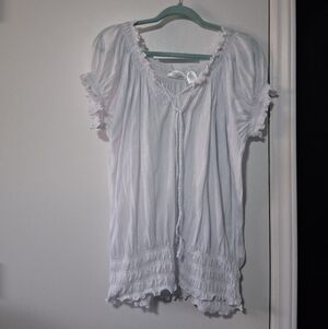 Allison Brittney White Ruffled Blouse Size 3X